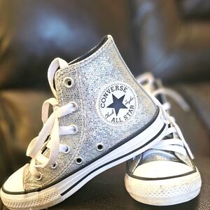 Silver sparkle converse Chuck Taylor shoes